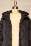 Manizales Black Long Quilted Coat | La petite garçonne open close-up