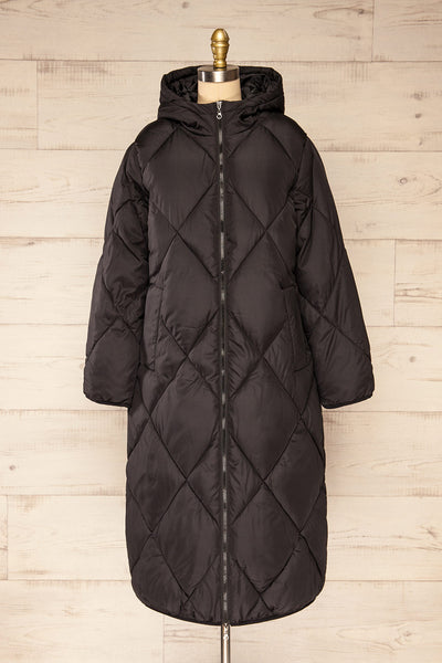 Manizales Black Long Quilted Coat | La petite garçonne front view