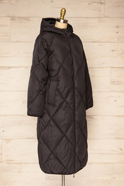 Manizales Black Long Quilted Coat | La petite garçonne side view