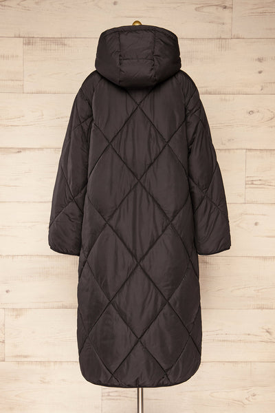 Manizales Black Long Quilted Coat | La petite garçonne back view