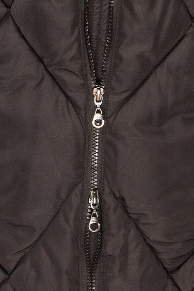 Manizales Black Long Quilted Coat | La petite garçonne zipper