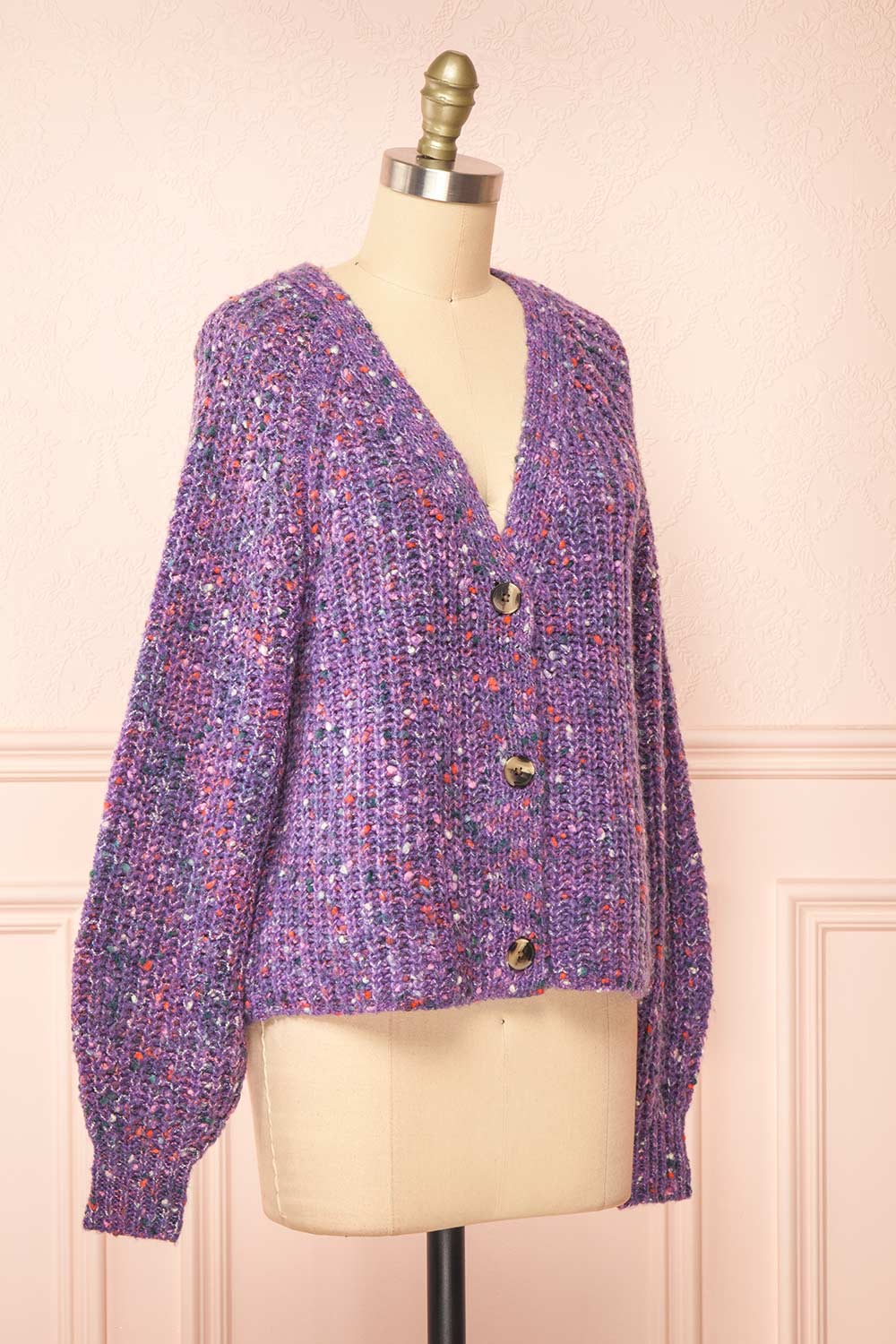 Manue Purple Cardigan w/ Multicoloured Speckles | Boutique 1861 side view