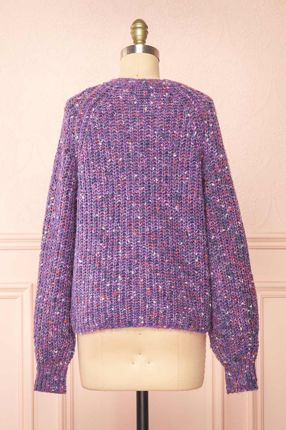 Manue Purple Cardigan w/ Multicoloured Speckles | Boutique 1861 back view