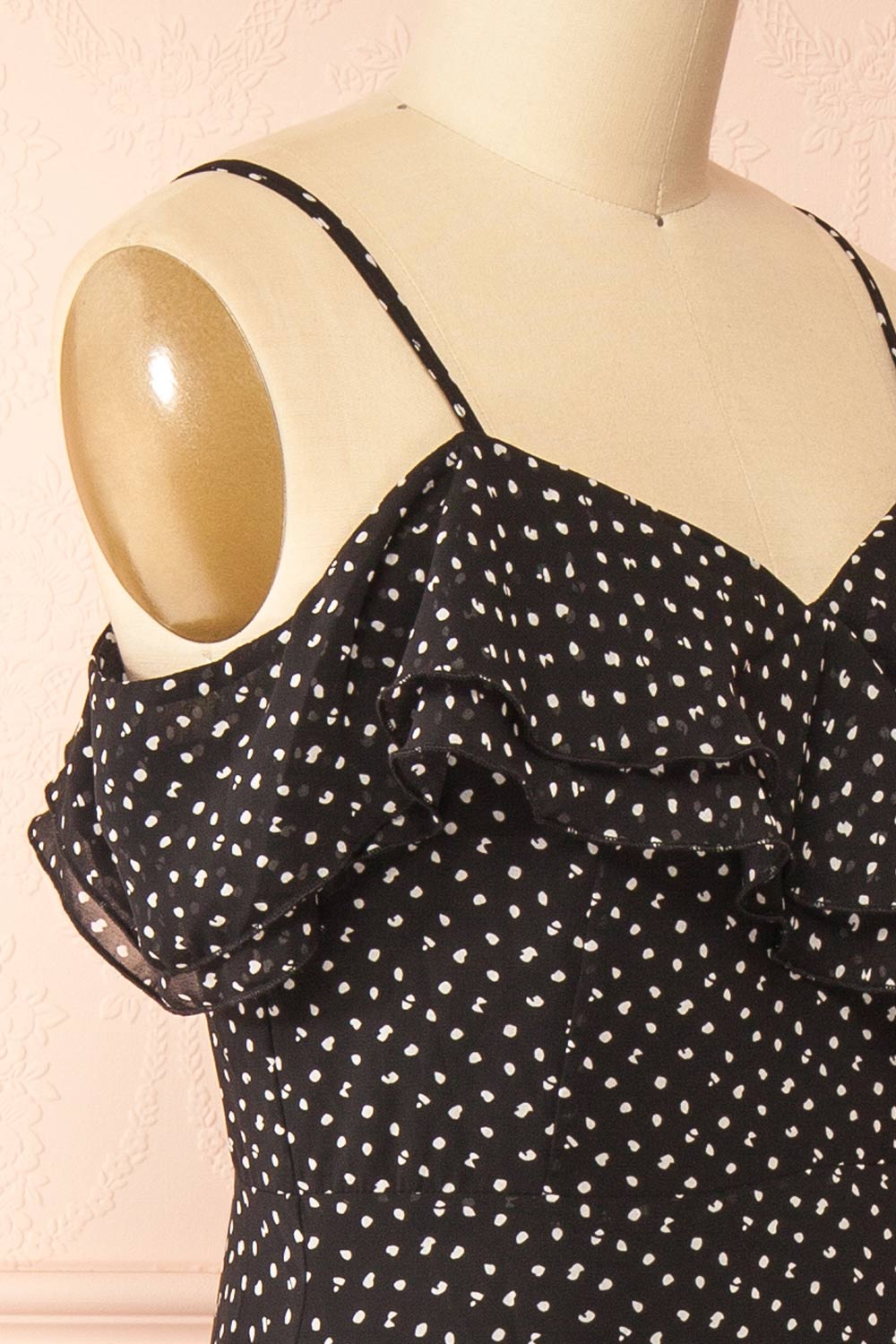 Maralda Black Maxi Dress with Polka Dots | Boutique 1861 side