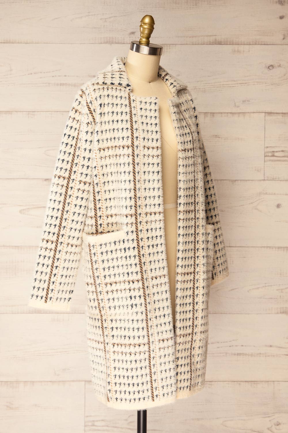 Marceau Fuzzy Patterned Open Front Jacket | La petite garçonne side view