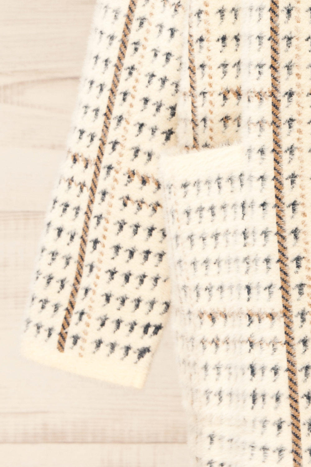 Marceau Fuzzy Patterned Open Front Jacket | La petite garçonne sleeve