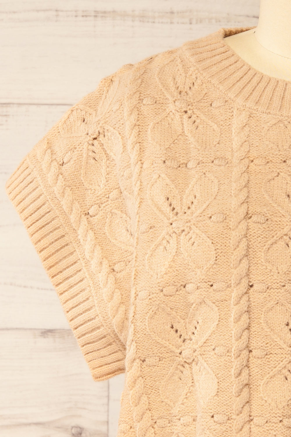 Mareeba Beige Oversized Knit Vest | La petite garçonne  front