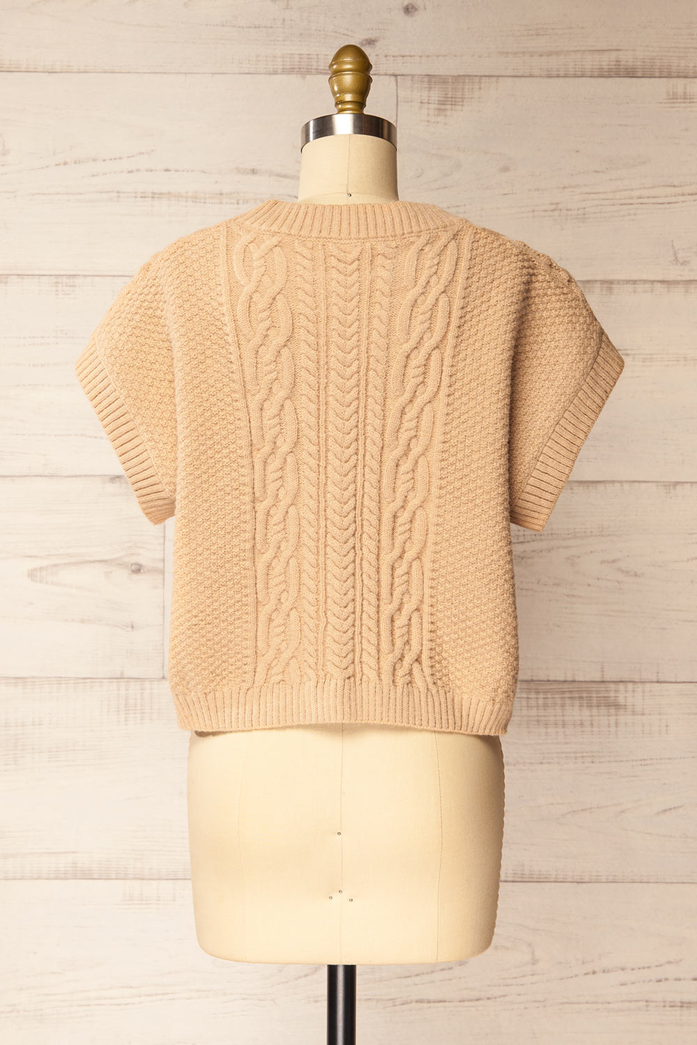 Mareeba Beige Oversized Knit Vest | La petite garçonne  back view