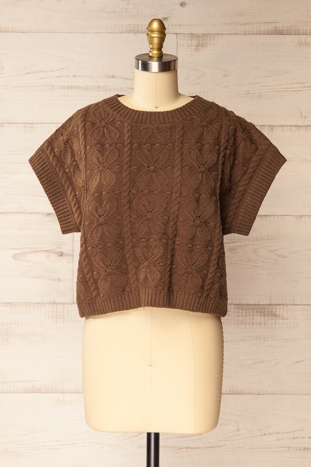 Mareeba Brown Oversized Knit Vest | La petite garçonne front view