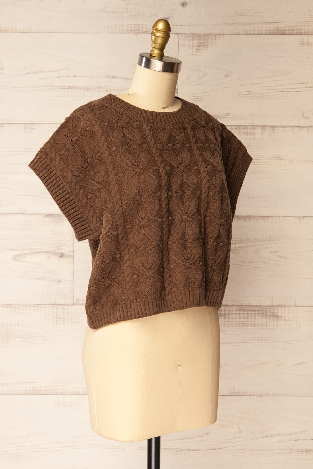 Mareeba Brown Oversized Knit Vest | La petite garçonne side view