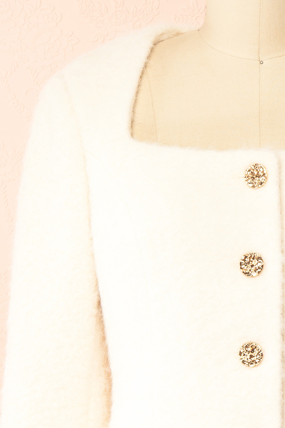 Mariama Fuzzy White Jacket with Squared Neckline | Boutique 1861 front