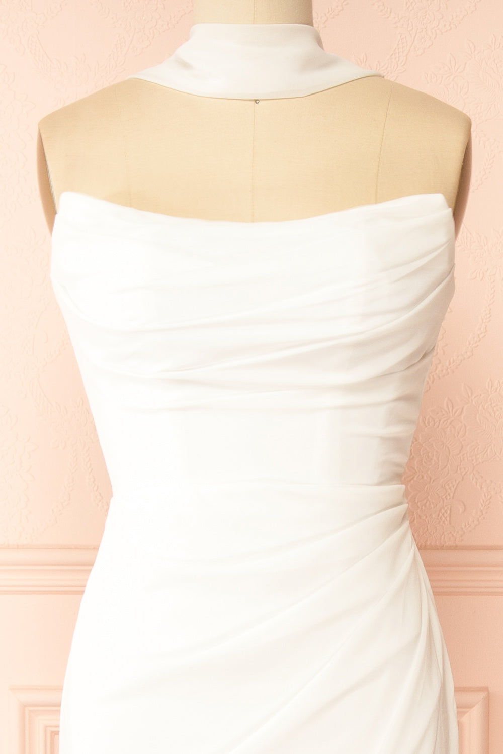 Marilia Bridal Mermaid Draped Chiffon Dress with Scarf | Boutique 1861 front scarf