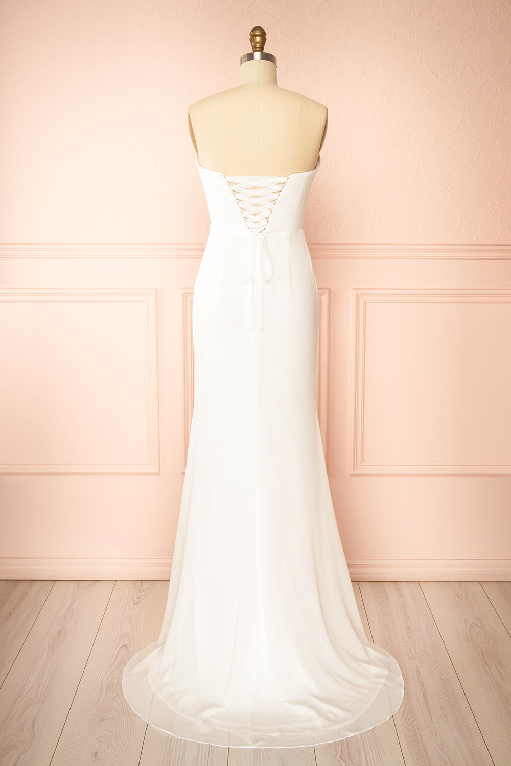 Marilia Bridal Mermaid Draped Chiffon Dress with Scarf | Boutique 1861 back view