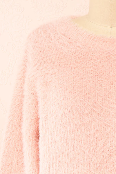 Marilla Pink Fuzzy Knit Sweater | Boutique 1861 front close-up