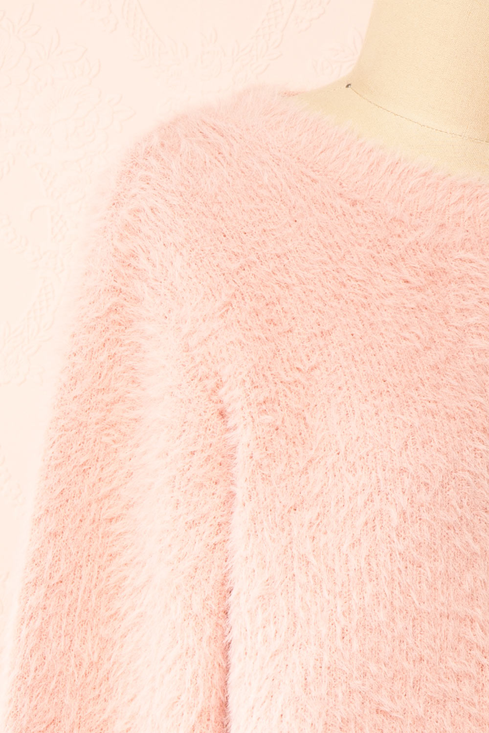 Marilla Pink Fuzzy Knit Sweater | Boutique 1861 side close-up
