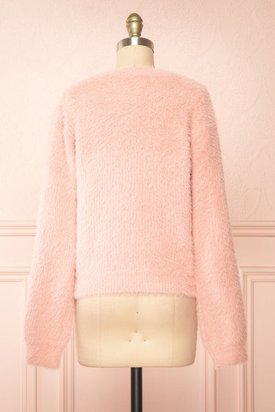 Marilla Pink Fuzzy Knit Sweater | Boutique 1861 back view