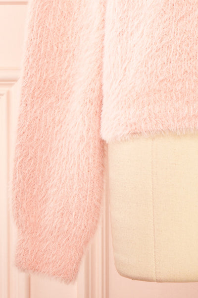 Marilla Pink Fuzzy Knit Sweater | Boutique 1861 sleeve