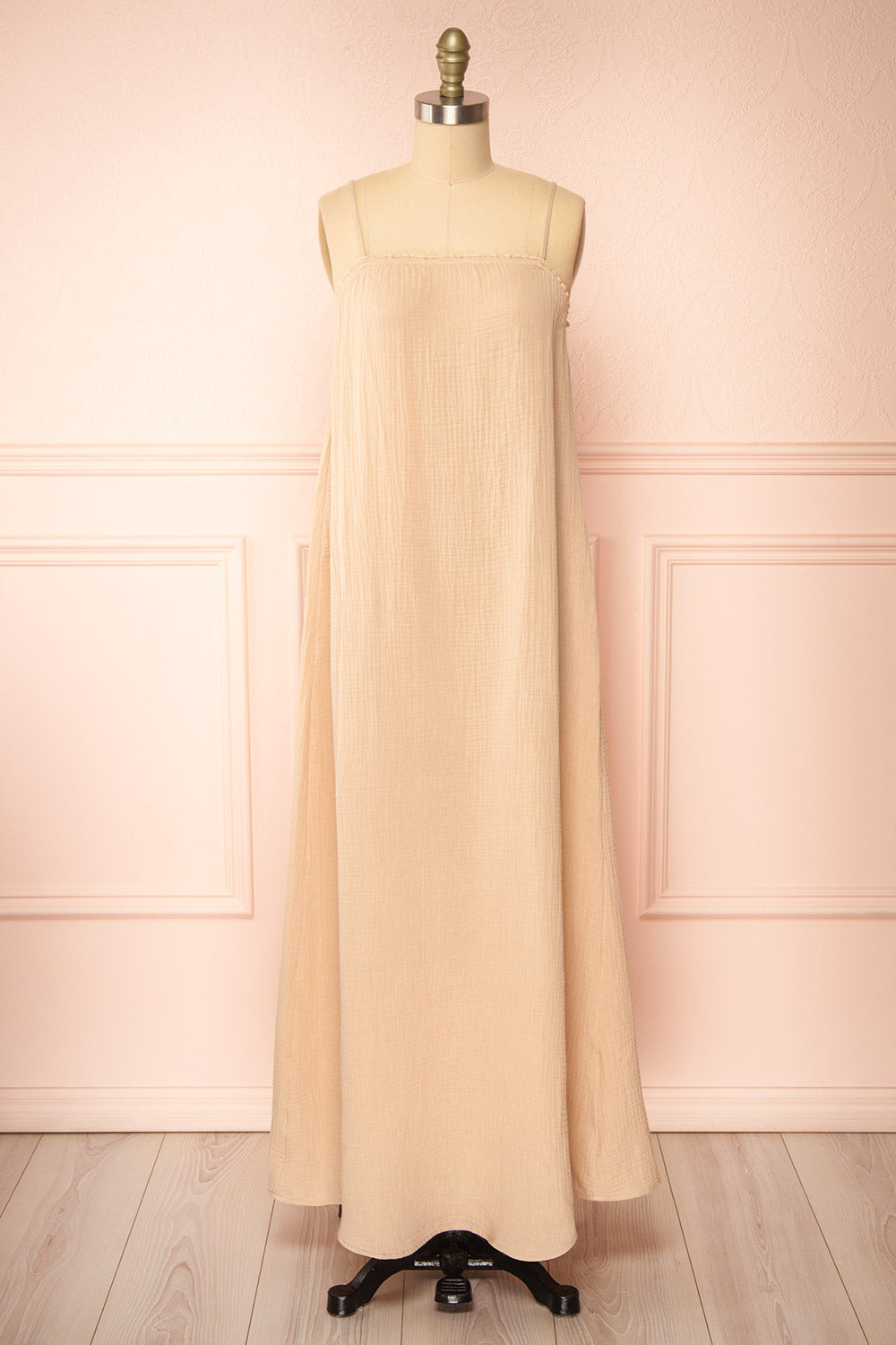 Marinet Beige Long Loose-Fitted Dress | Boutique 1861 front view