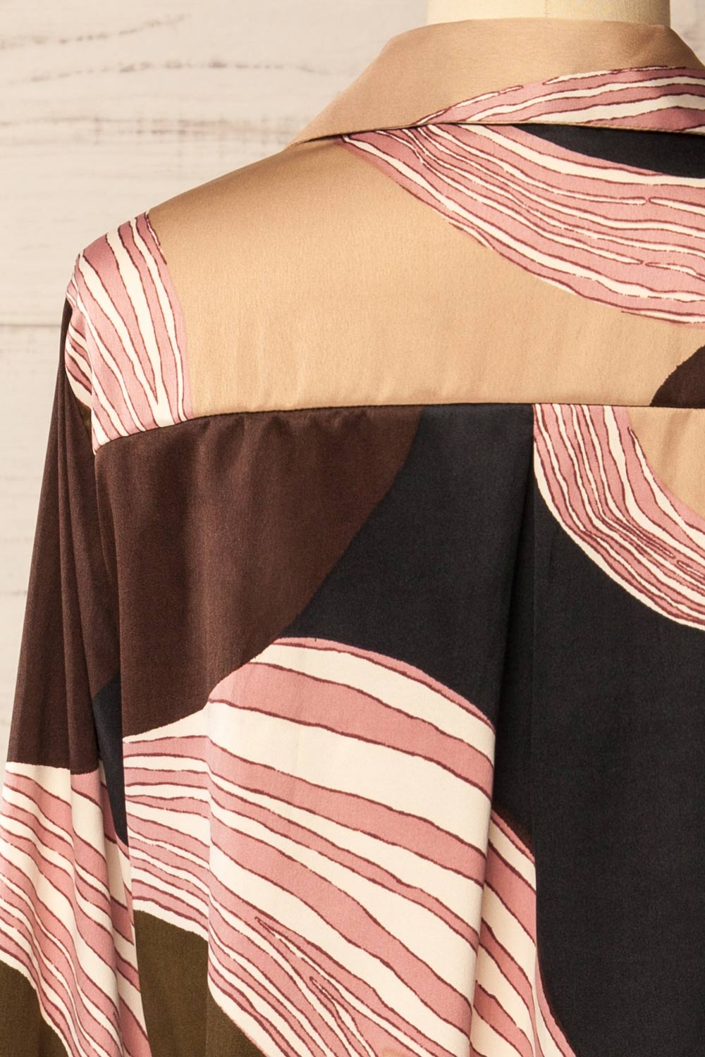 back of sewing mannequin wearing Marino Cropped Abstract Print Shirt from La petite garçonne