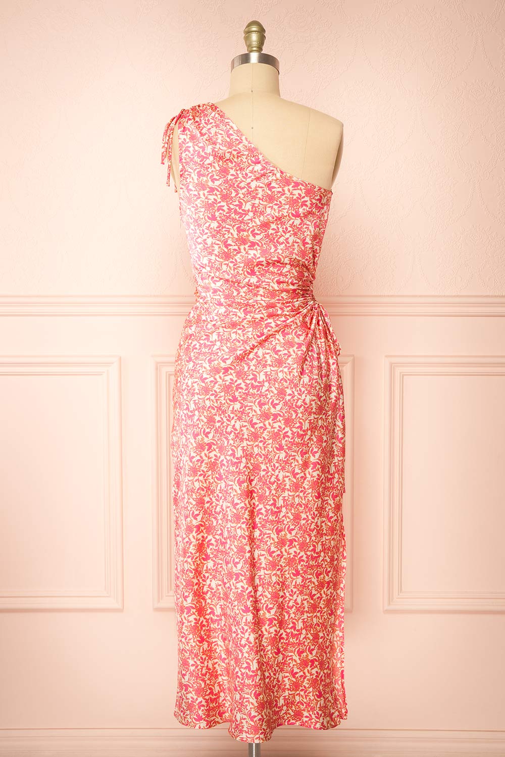 Marion One-Shoulder Floral Satin Midi Dress | Boutique 1861 back view