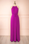 Mariposa Purple Chiffon Maxi Halter Dress | Boutique 1861 front view