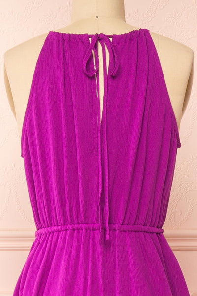 Mariposa Purple Chiffon Maxi Halter Dress | Boutique 1861  back close-up