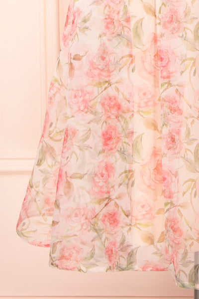 Marisole Bustier Floral Midi Dress w/ Bow Straps | Boutique 1861 bottom close-up