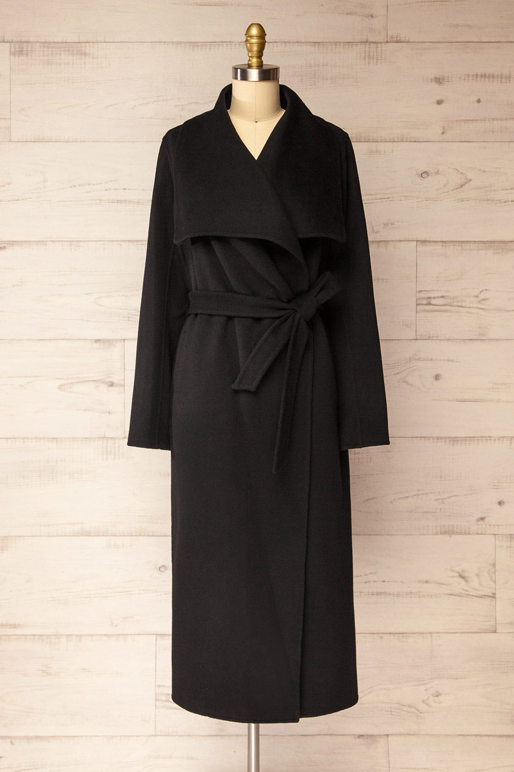 Marius Long Black Wool Coat | La petite garçonne front 