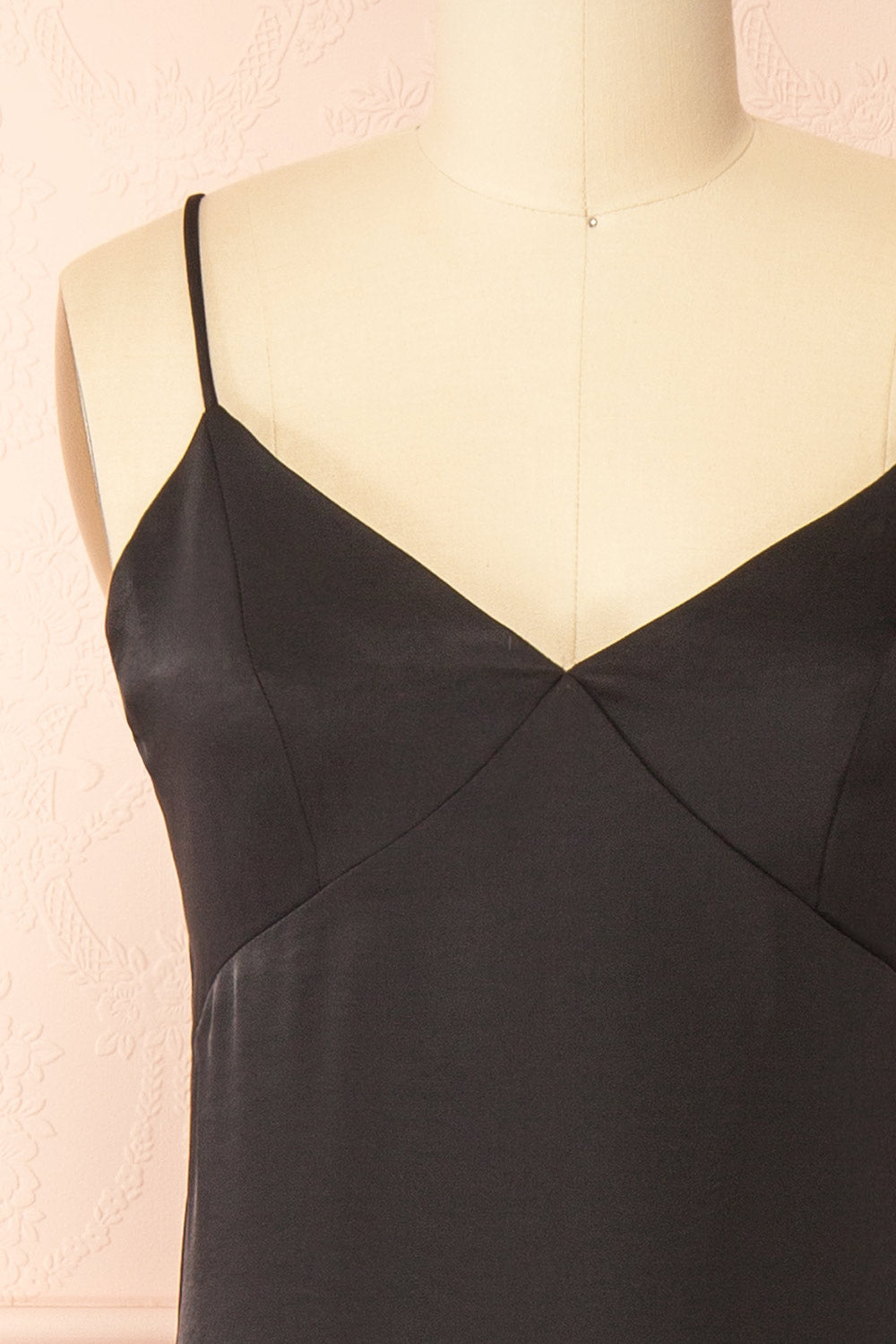 Marlie Black Satin Midi Dress with Lace | Boutique 1861 front