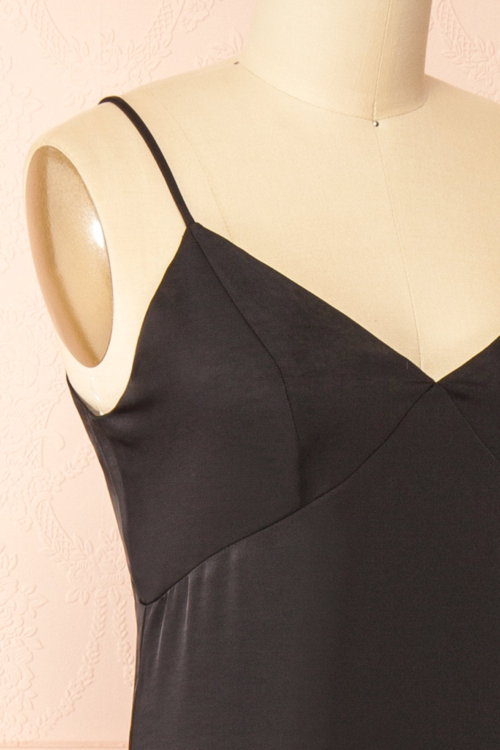 Marlie Black Satin Midi Dress with Lace | Boutique 1861 side