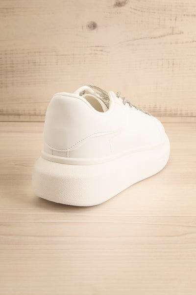 Marona White Lace-Up Sneakers w/ Crystals | La petite garçonne back view