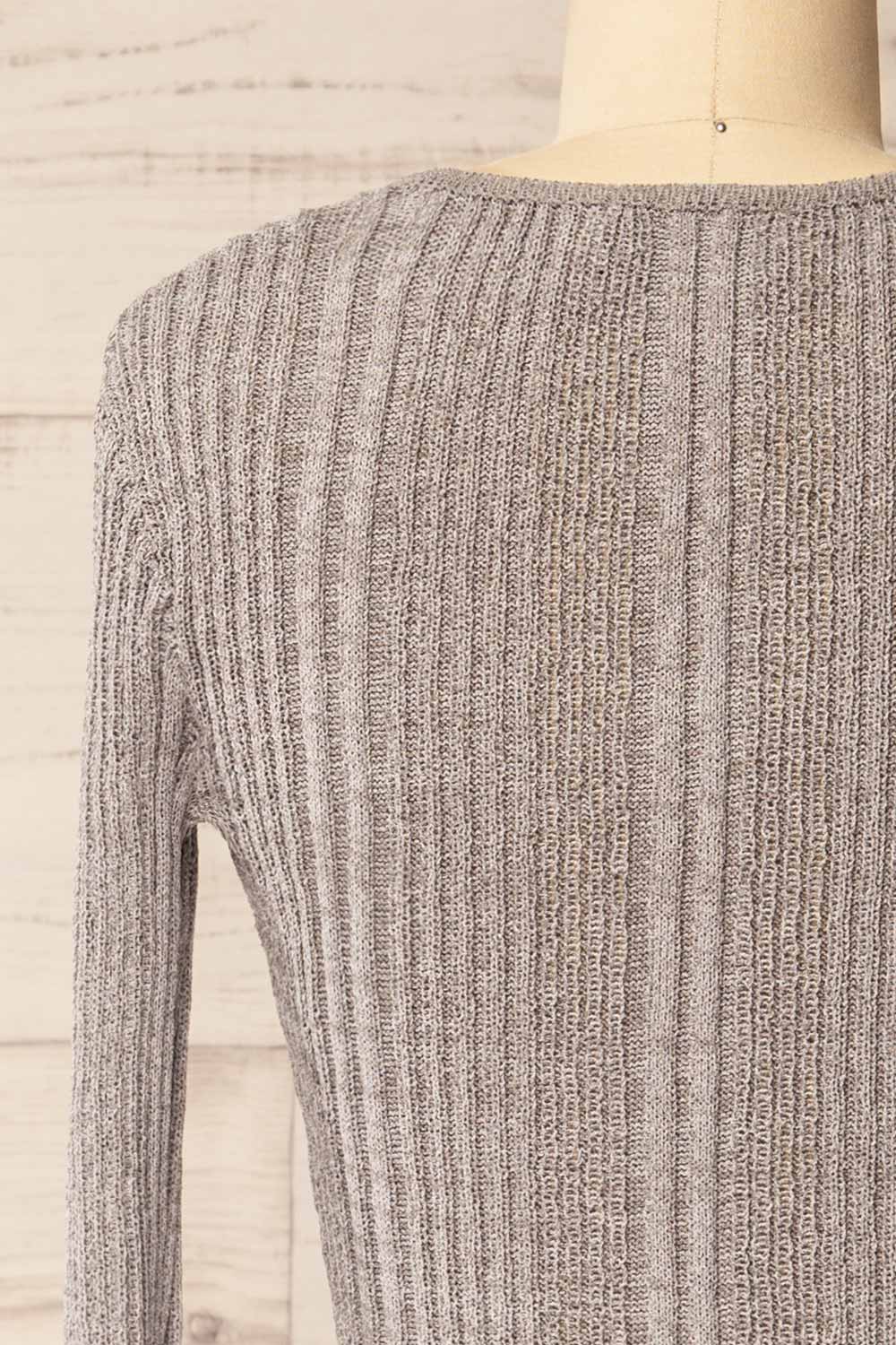 back of sewing mannequin wearing Marrit Ribbed Grey Top with Plunging Neckline from La petite garçonne