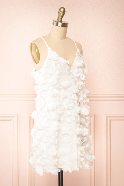 Marssia Short White Dress w/ Floral Appliqué | Boudoir 1861 side view