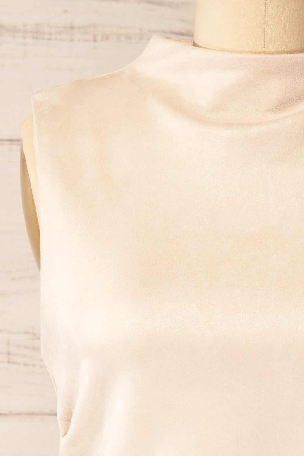 Martinique Beige Faux Suede Top | La petite garçonne front