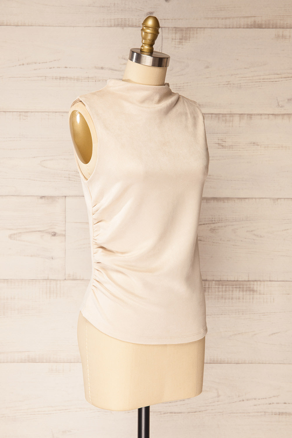 Martinique Beige Faux Suede Top | La petite garçonne side view