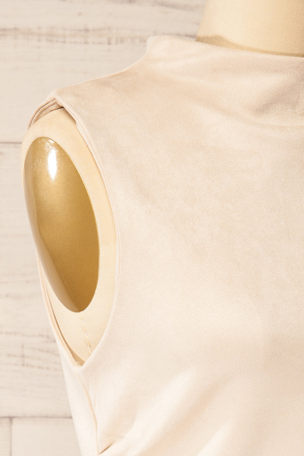 Martinique Beige Faux Suede Top | La petite garçonne side