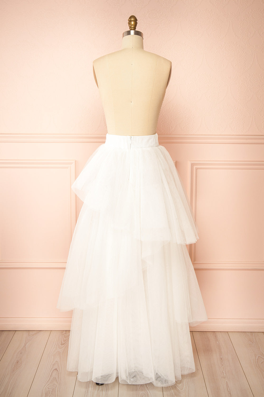 Masako Maxi White Tulle Layered Skirt | Boudoir 1861 back view