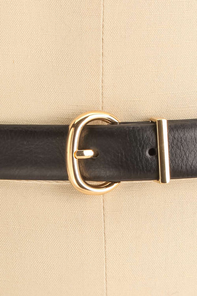 Masara Black Faux Leather Belt | La petite garçonne front close-up