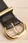 Masara Black Faux Leather Belt | La petite garçonne flat close-up
