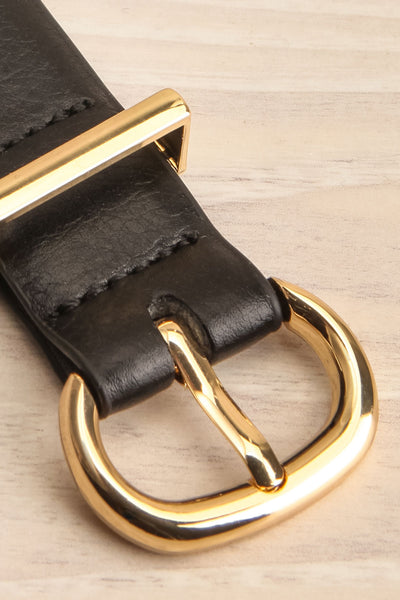 Masara Black Faux Leather Belt | La petite garçonne flat close-up