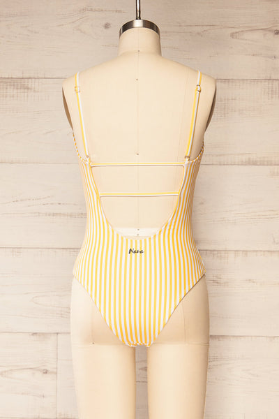 Maseru Yellow Striped One-Piece Swimsuit | La petite garçonne back view