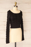 Masham Cropped Black Cable Knit Sweater | La petite garçonne side view