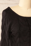 Masham Cropped Black Cable Knit Sweater | La petite garçonne side close-up