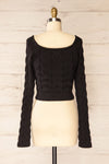Masham Cropped Black Cable Knit Sweater | La petite garçonne back view