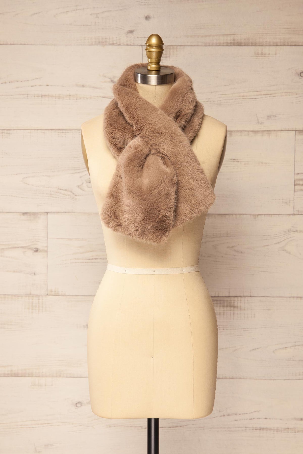 front view of Matane Faux Fur Pull-Through Scarf at La petite garçonne