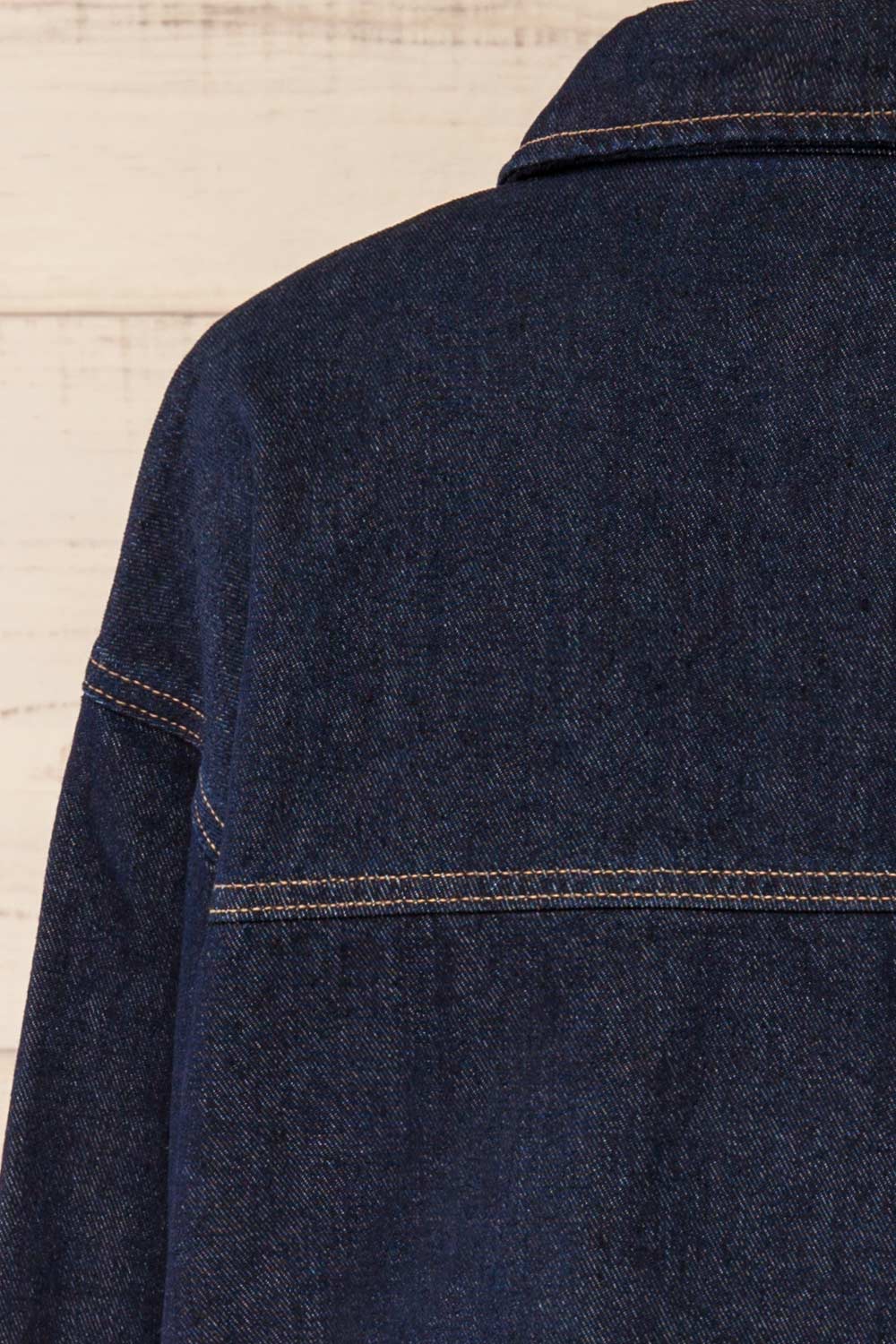 Matera Dark Wash Denim Button-Up Jacket with Pockets | La petite garçonne back