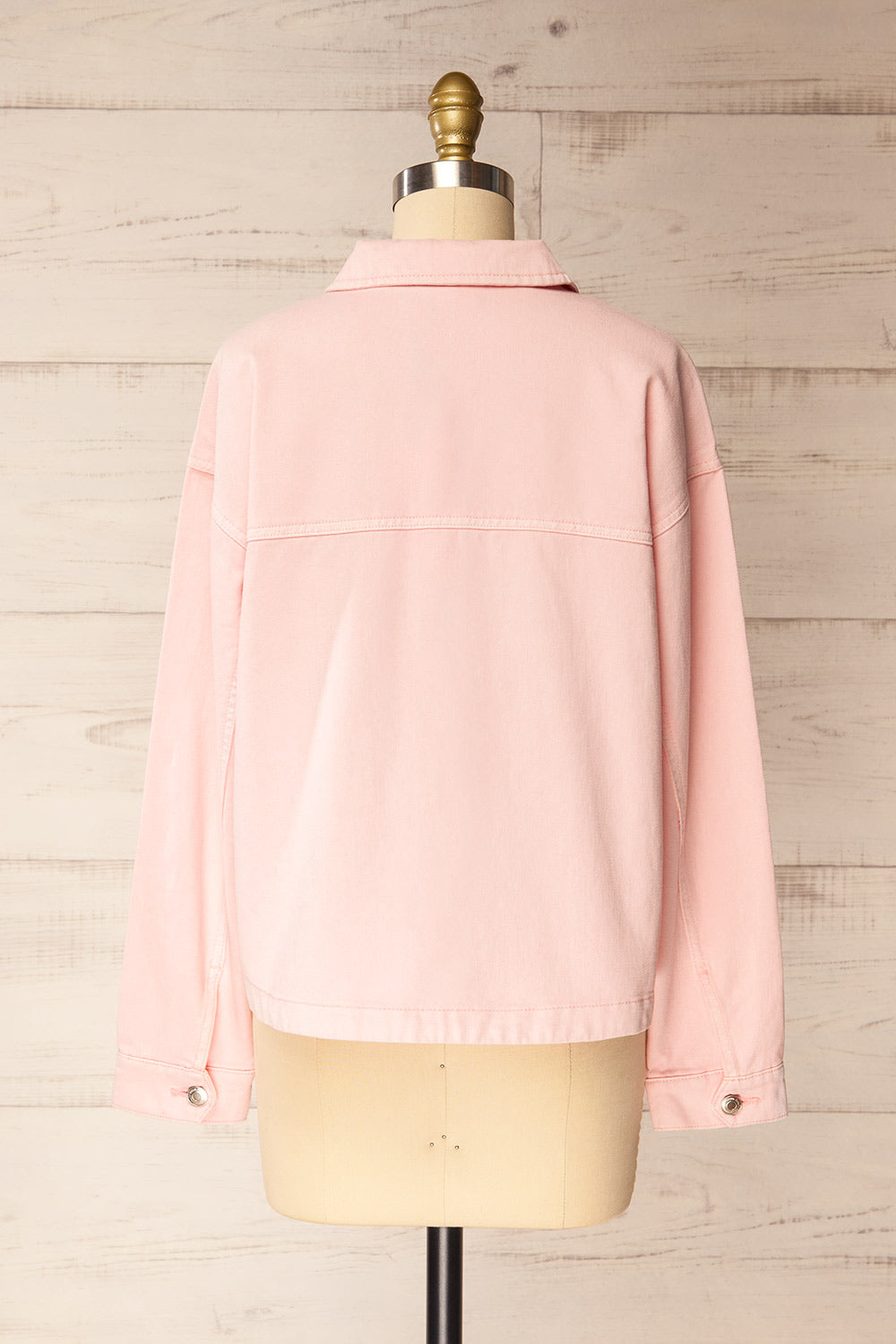 Matera Pink Denim Button-Up Jacket with Pockets | La petite garçonne back view