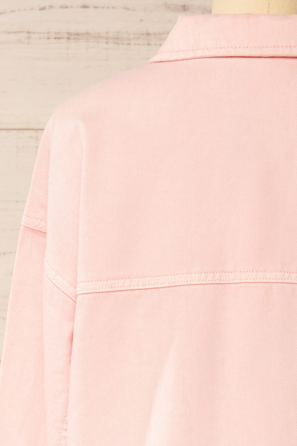 Matera Pink Denim Button-Up Jacket with Pockets | La petite garçonne back