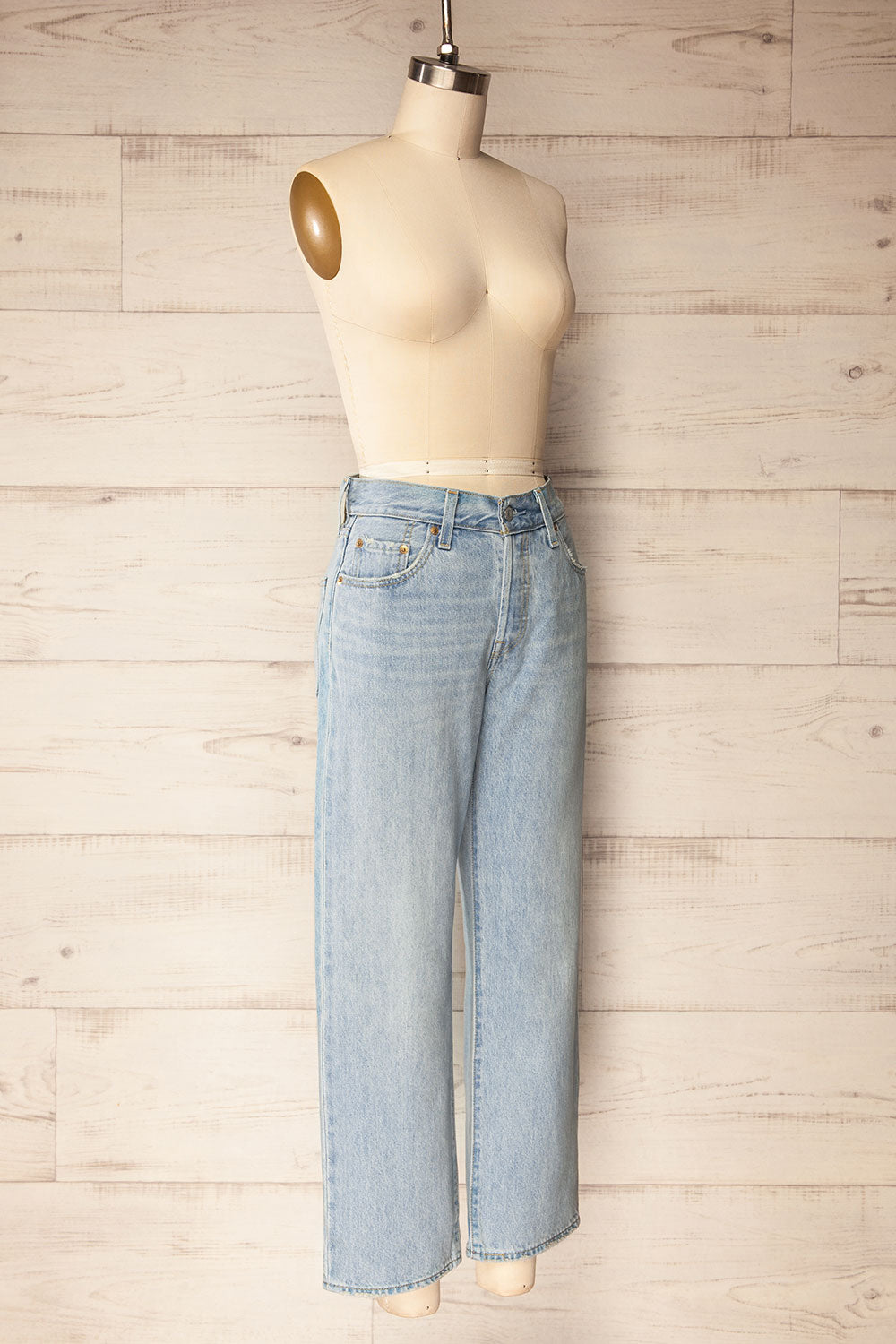 Matheran Light Blue Ankle Length Denim Pants | La petite garçonne side view