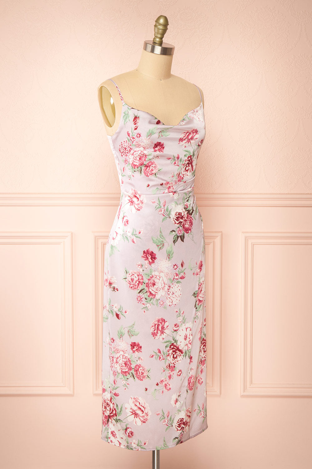 Mauvali Cowl Neck Floral Midi Dress | Boutique 1861 side view